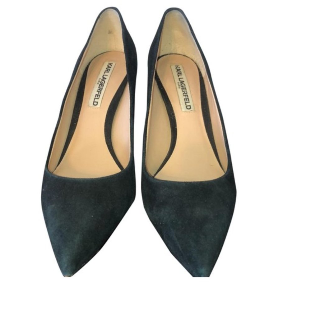 Karl Lagerfeld Black Suede Pumps